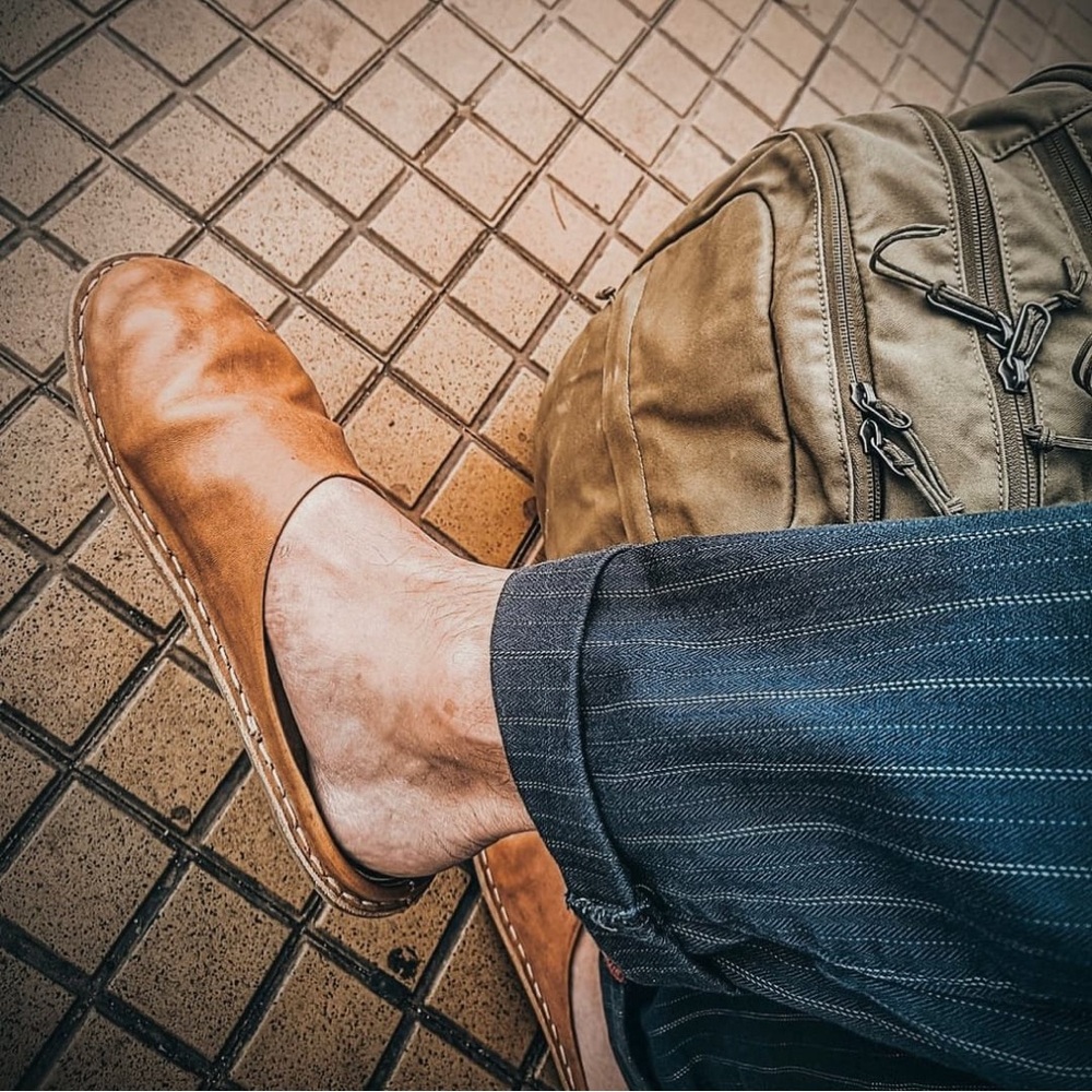 Men's Tan Leather Slip-On Loafers